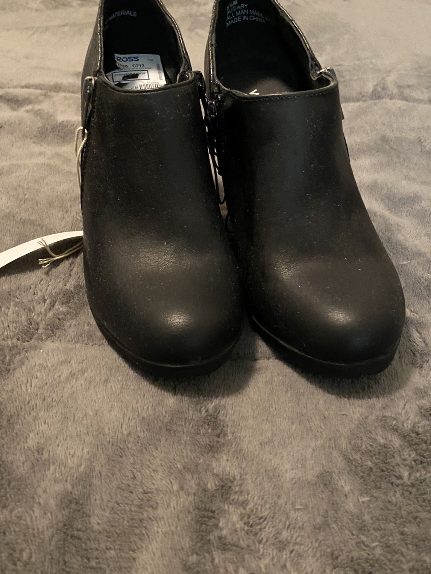 Fuax Leather Black Ankle Booties