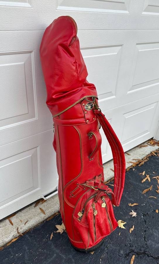 Vintage Wilson Professional Red Leather Golf Bag