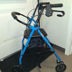 Walker 💙 Gardian 300 Pounds Capacity. Cornflower Blue Nice Padded Removable Backbrace And Seat Storage Bag  🛄 🧳Excellent + Condition 