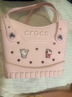 Authentic Crocs Classic Small Tote Bag Cotton Candy Pink W/ Hello Kitty