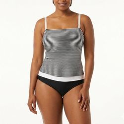 Venus Women's Stripe Slimming Bandeau One-Piece Adjustable Strap Swimsuit 8 NWOT