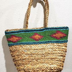 Wicker Woven Beach Bag 12in X  8in X 18in