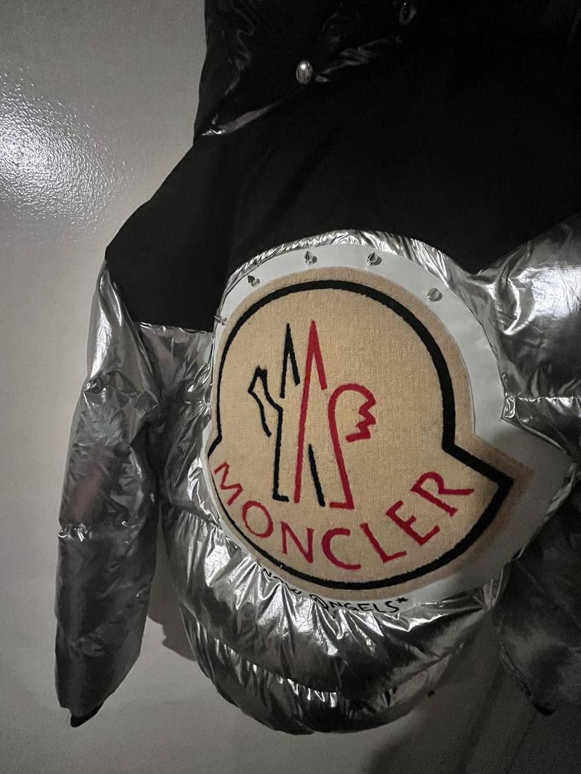 Long Sleeve Palm Angels Moncler Silver Puffer Jacket