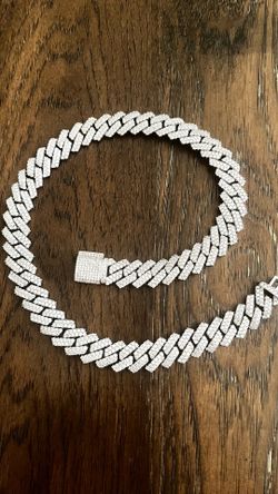 Moissanite Cuban link chain chain S925 cz sterling silver