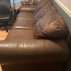 Real Leather 3 Cushions  Couch