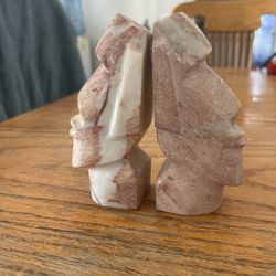 Rock Marble Stone Small Book Ends Faces Is Rare Design