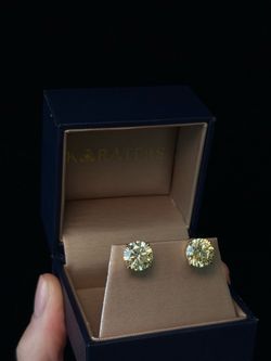 6CT Total Fancy Intense Yellow Round Shaped Lab Grown Diamond Studs