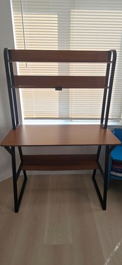 Modern desk with hutch and bookshelf