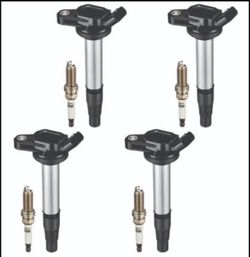 TOYOTA BDFHYK Ignition Coil Pack UF596 and Iridium Spark Plugs 93501 (4 Pack)