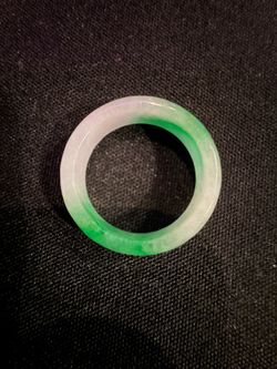 Natural Green & White Jade Band Ring | New | Unisex