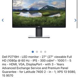 Dell P2719H 27” LED Monitor