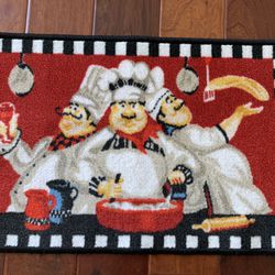 Cute kitchen rug by Fat Chef never used 16x24.5