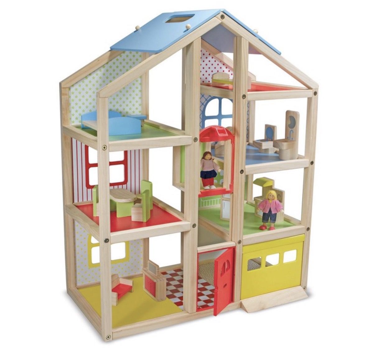 Melissa And Doug hi-rise Dollhouse with figures and Car