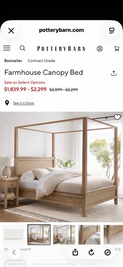 Pottery Barn White Wood Queen Canopy Bed