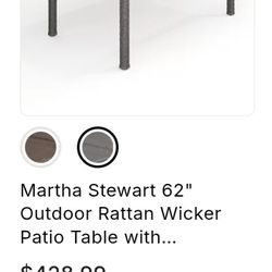Martha Stewart 62" Outdoor Ratten Wicker Patio Table