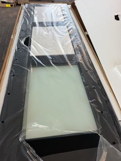 24 in. x 80 in. Otis 3-Lite Tempered Frosted Glass Interior Door Slab Solid Core MDF Black Primed French Door Slab