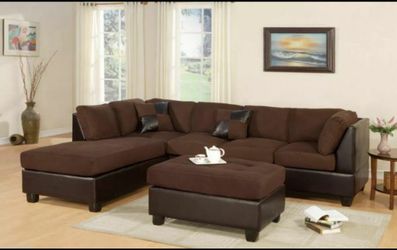 Brown sectional & Ottoman