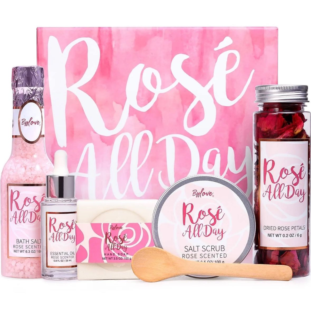 SEALED - BFF Love Rose All Day 6 Piece Spa/Bath Gift Set