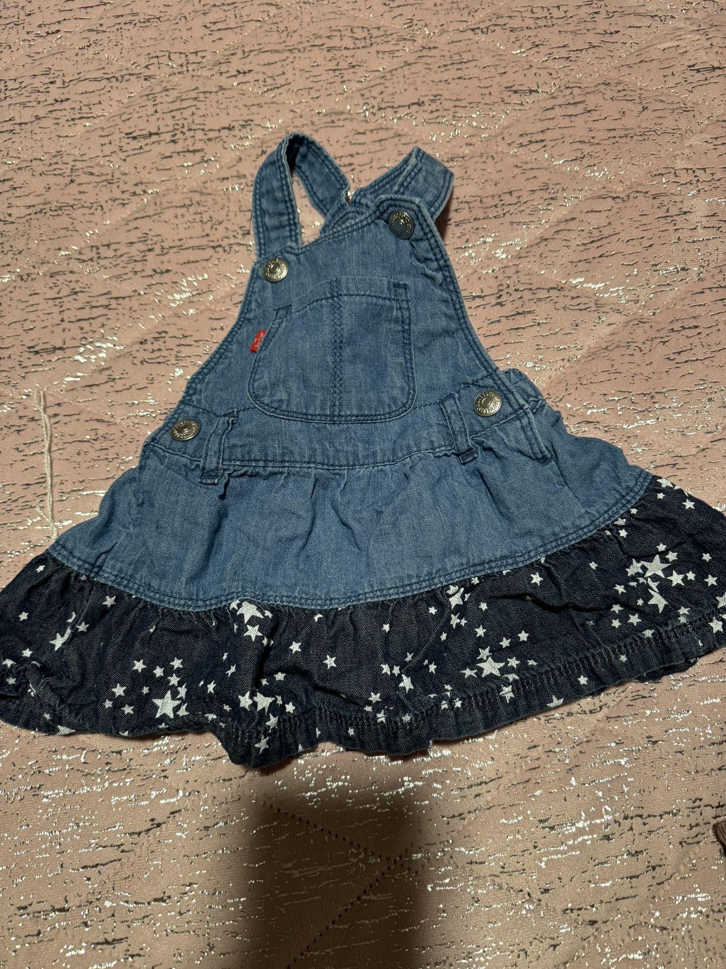 Baby Girl Size 9 Months Levi Strauss & Co Denim Stars Jumper Dress
