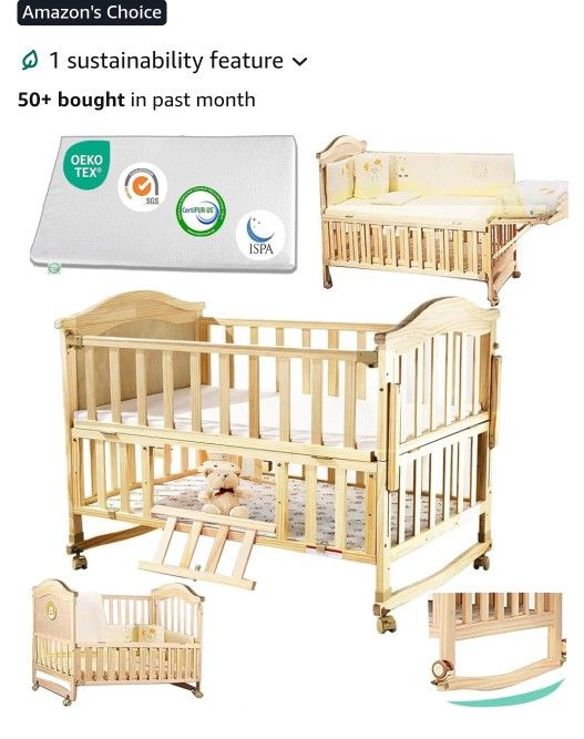 Mini Crib 6 In 1 Convertible / Portable