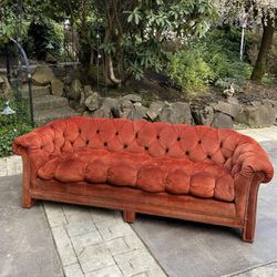 Vintage 1970’s Suede Tufted Chesterfield Sofa Couch