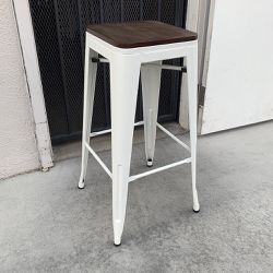 New in Box $25 (White) Metal Bar Stools 30” Tall Wooden Seat for Kitchen Counter Top Barstool 