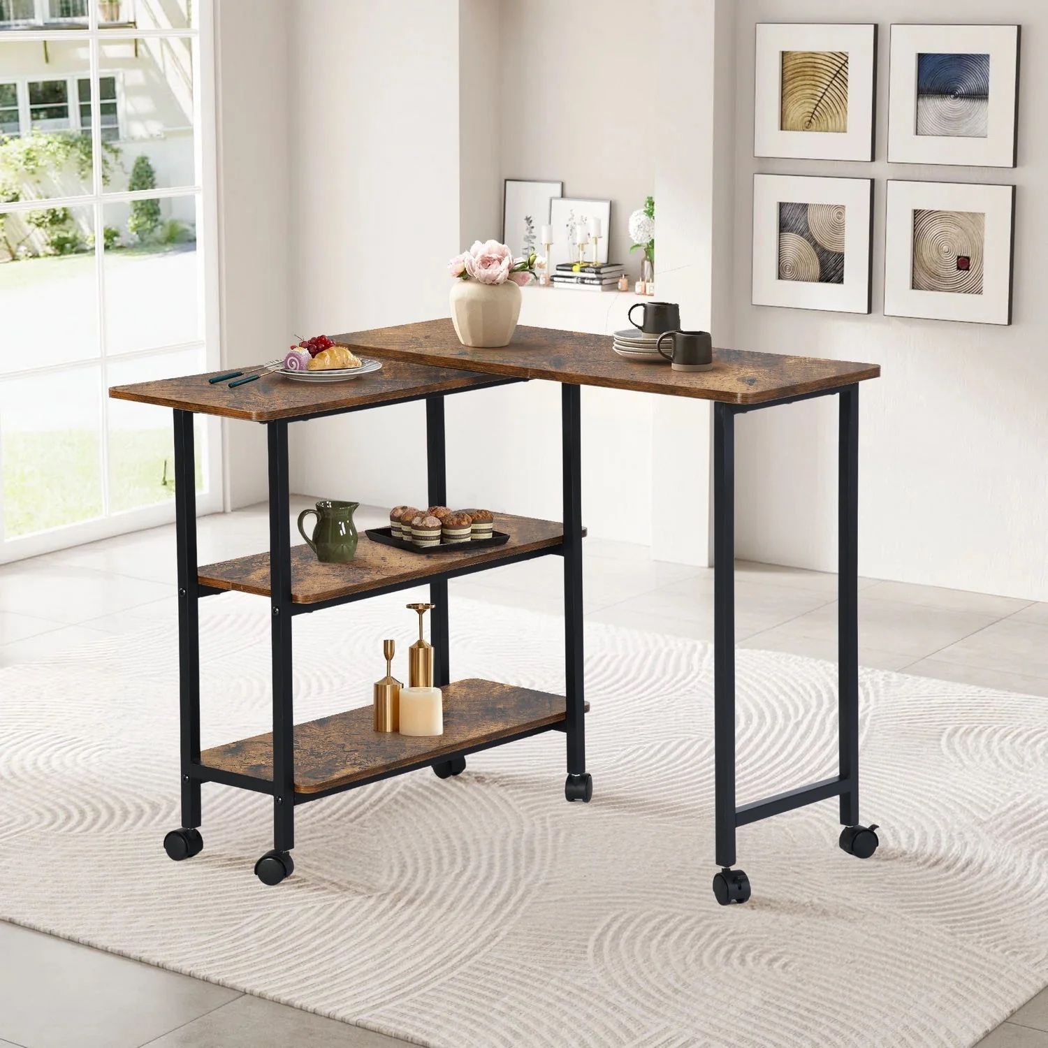 🎄Xmas Sale🎄Homy Casa Joes 32” Rolling Storage Cart Multi-Purpose Utility Desk  