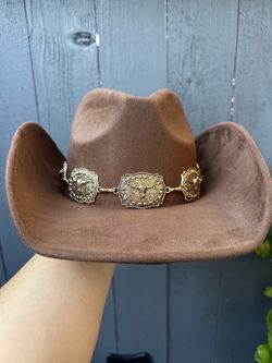 Brown Western Cowgirl Hat with Longhorn Concho Band 🤠🤎 Rodeo / Festival / Country Style