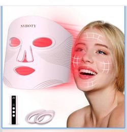 NVBOTY Red Light Therapy Mask, 4 Modes Portable Red Light Therapy for Face, 2000mAh Rechargeable Remote, Blue, Orange, 850NM Infrared & Red Light Mask