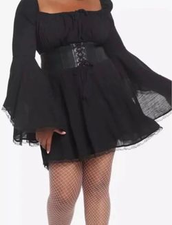 Cosmic Aura Dress Size M Black Corset Bell Sleeve Gothcore Hot Topic Gothic