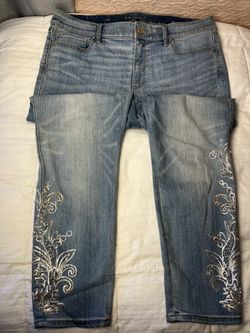 White House Black Market Embroidered Denim Jeans 