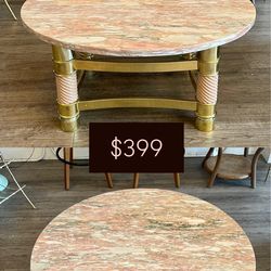 Round Coffee Table / Marble Top / Vintage!