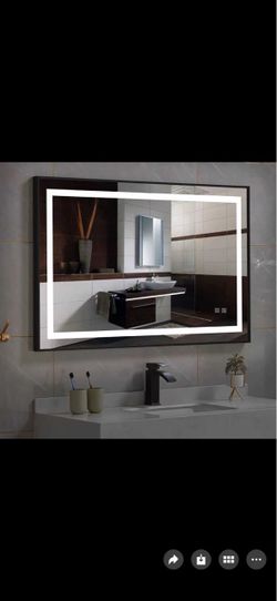 30 in.W x 36 in.H Rectangular Black Framed LED Bathroom Mirror, Dimmable, Anti-Fog