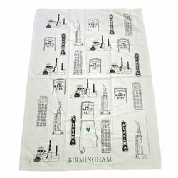 Coast & Cotton Birmingham Alabama Tea Towel Large Silk Screened 20" x 26"