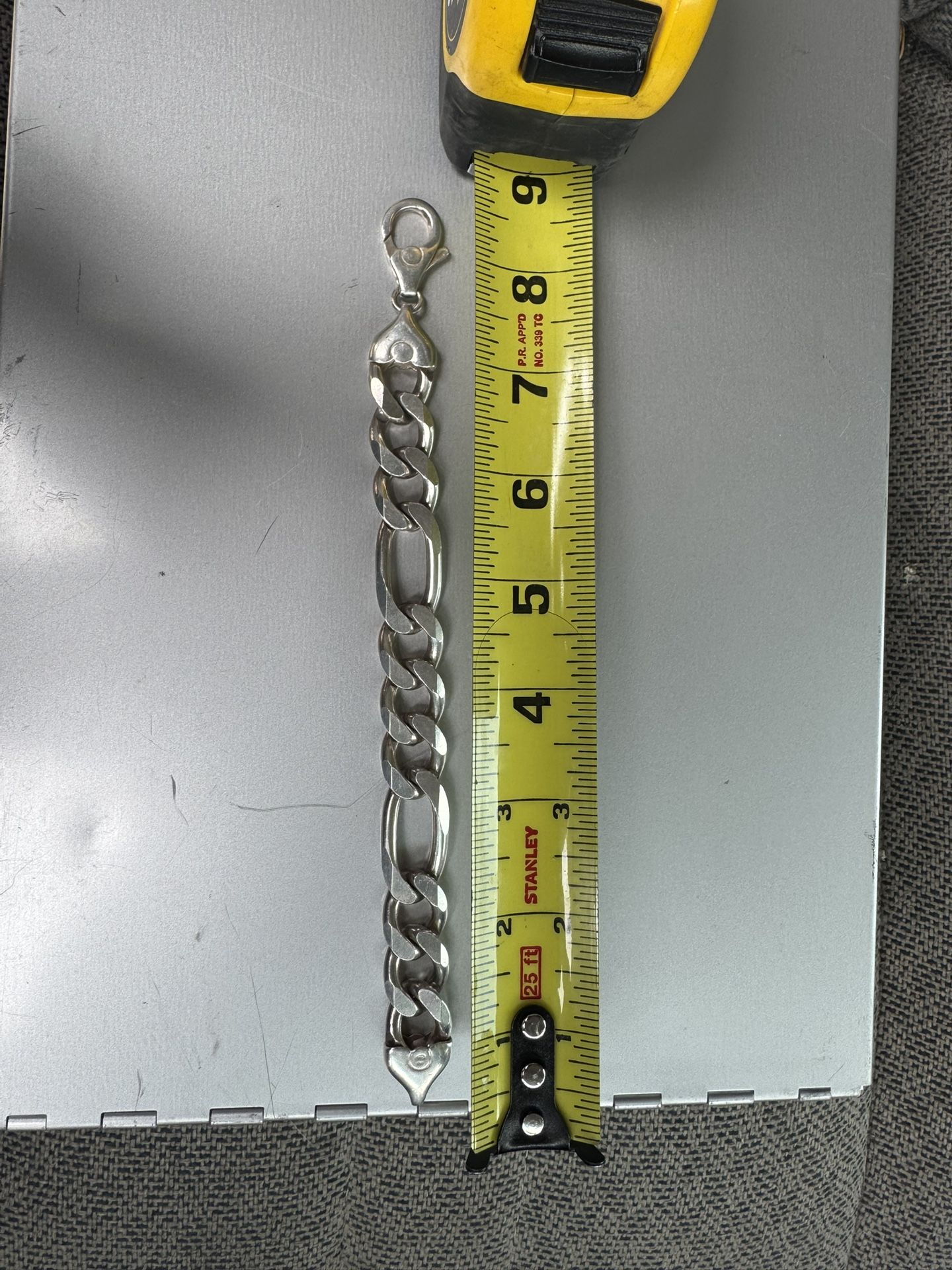 Big 925 Silver Figaro Link Bracelet