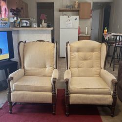 Vintage Yellow Wingback Chairs