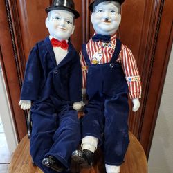 Vintage Laurel And Hardy Porcelain Figurine Dolls 