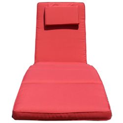 Red Chaise Lounge Cushion 79in – Thick Patio Sunbed Pad with Pillow, Halloween Night
