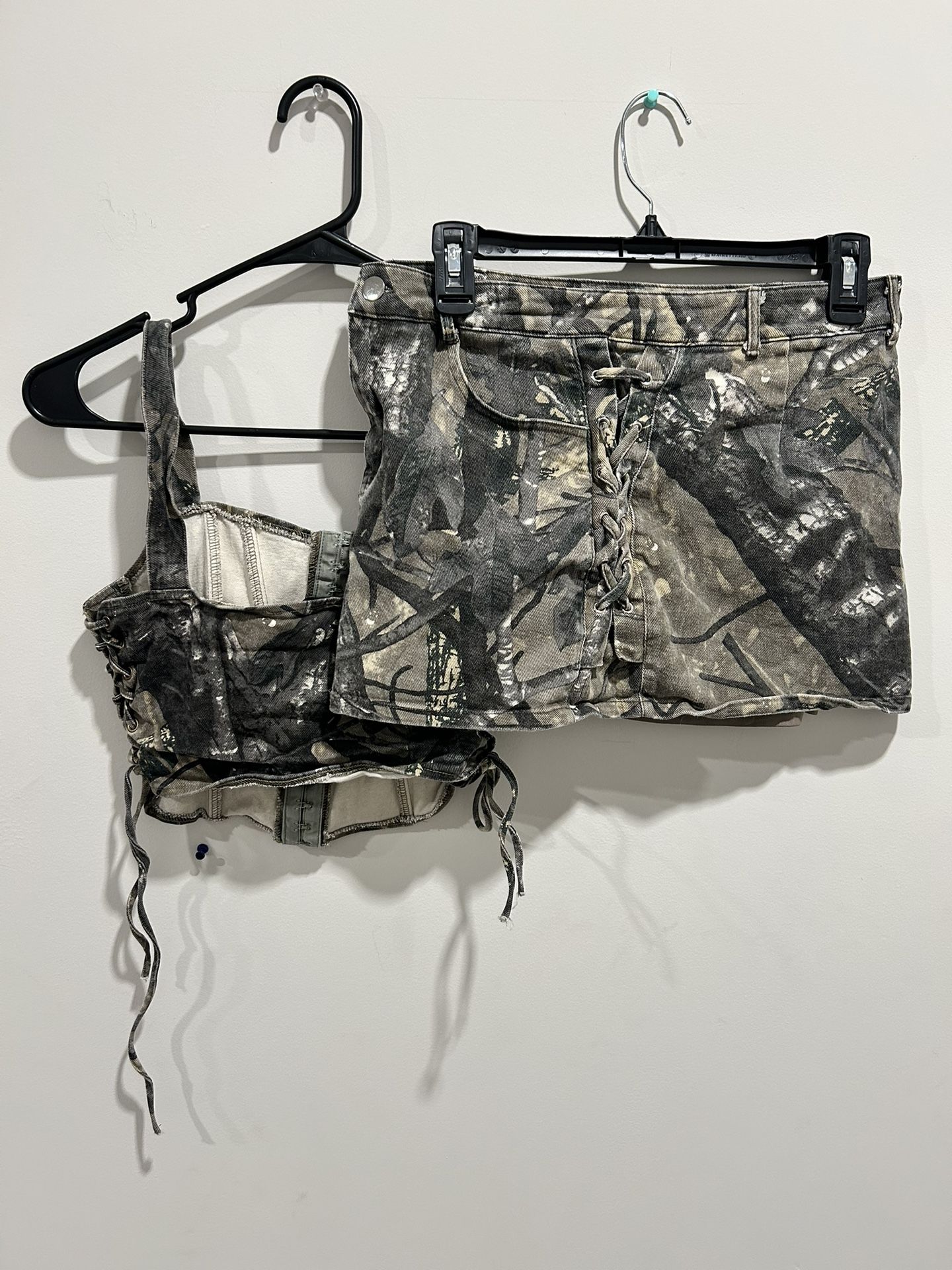 Camo skirt and corset top set