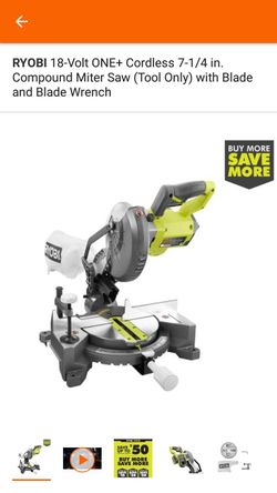RYOBI 18-Volt ONE+ Cordless 7-1/4 in. Compound Miter Saw (Tool Only) with Blade and Blade Wrench