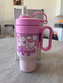 Brand New Pink Insulated Tumbler Cup w/ Straw & Handle – Angel Design