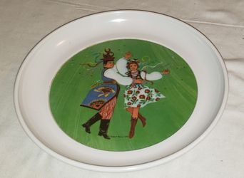 1973 Vintage Melamine Polish Dancers Hard Plastic Plate/Platter
