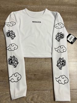 Darc Sport Wolves Graphic Crop Long Sleeve Top SIZE SMALL
