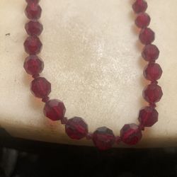 Red Crystal Bead Choker Retro 1950s
