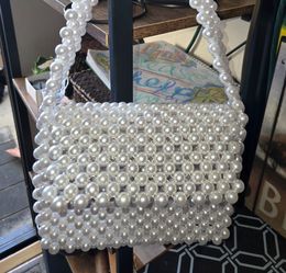 White Pearl Bead Handbag