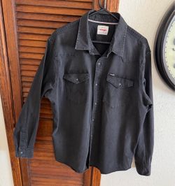Men's Wrangler Black Denim Shirt Size XL