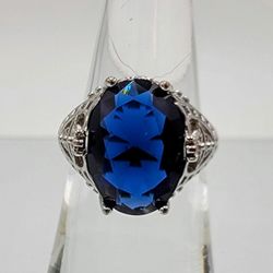 Blue And Silver Colored Costume Jewelry Ring - Size 5.5