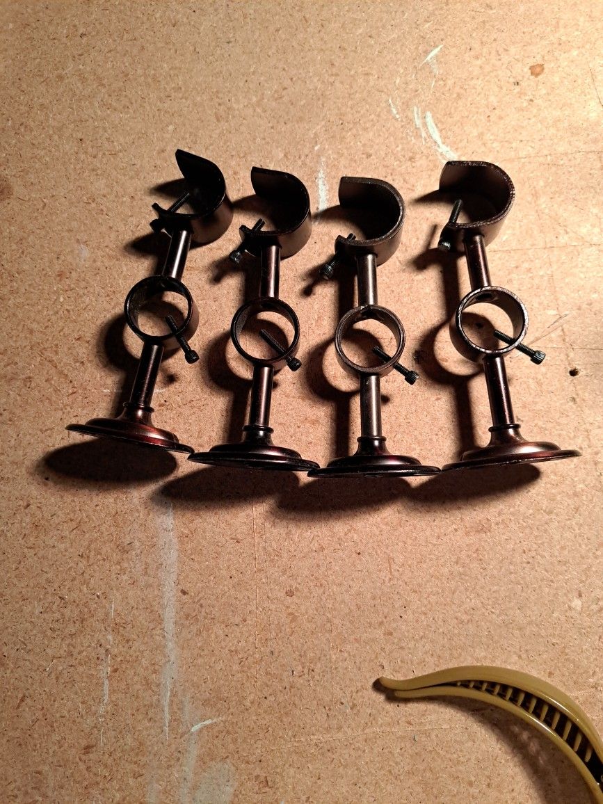 4 Heavy Duty Double Curtain Rod Brackets 