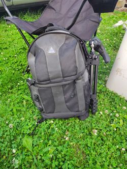 Camera/ Gaming Backpack With Tripod And Resting Chair 