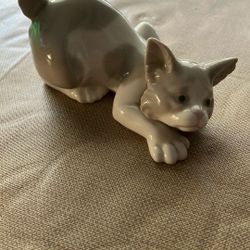 Lladro Figurines Cat And Duck/Swan